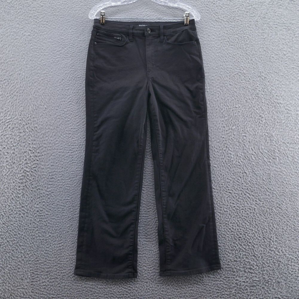 Athleta Womens Flex Kick Flare Ankle Jeans 6 Black High Rise Shaping Stretch